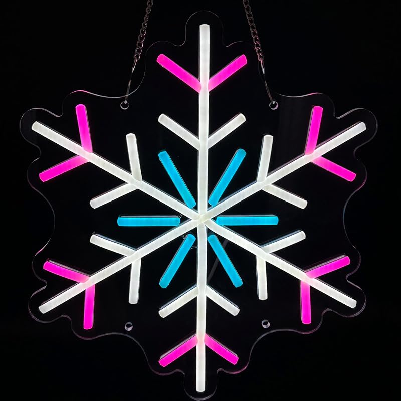 Letrero neón copo nieve Navidad USB colorido