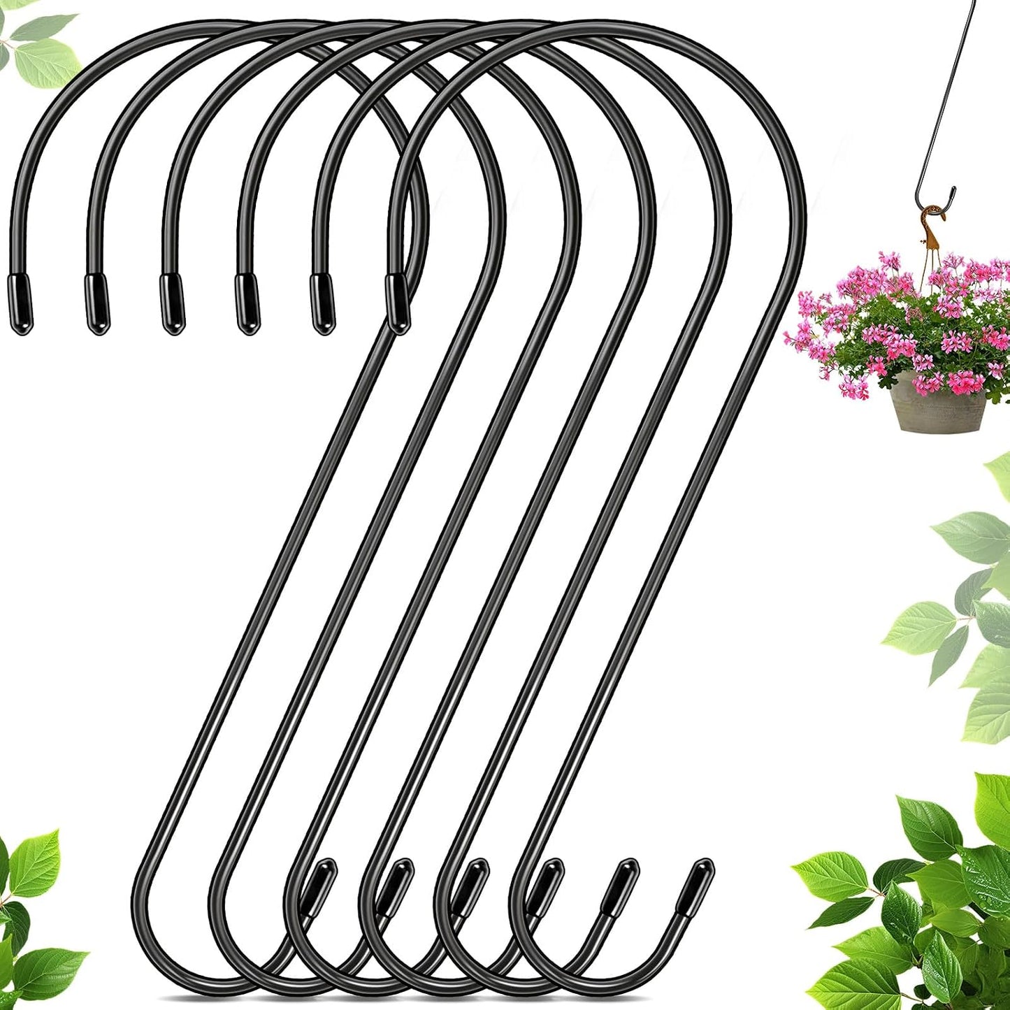 6 Ganchos S 12" para plantas al aire libre y patio