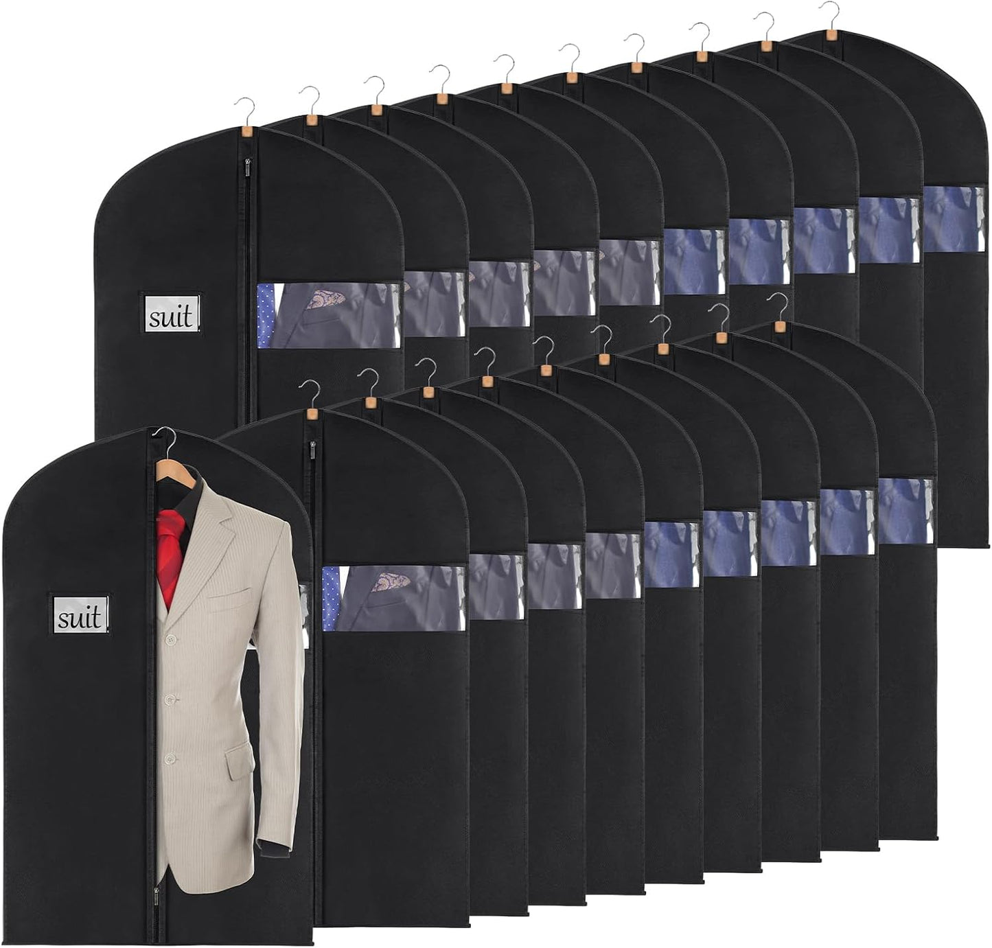 Bolsas traje para hombre set 20 color negro con ventana