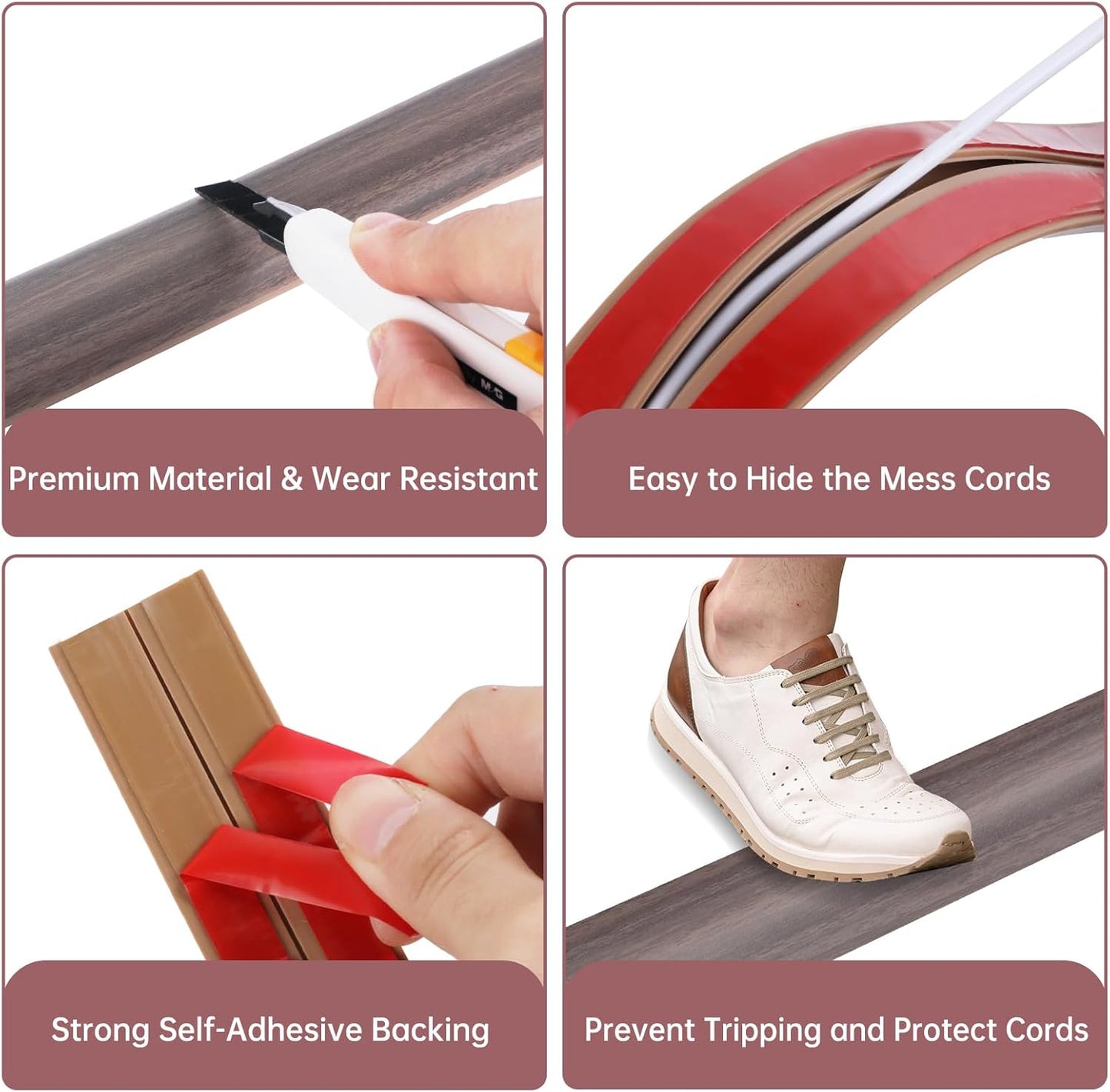 Cubierta autoadhesiva para cables de piso protege contra tropiezos