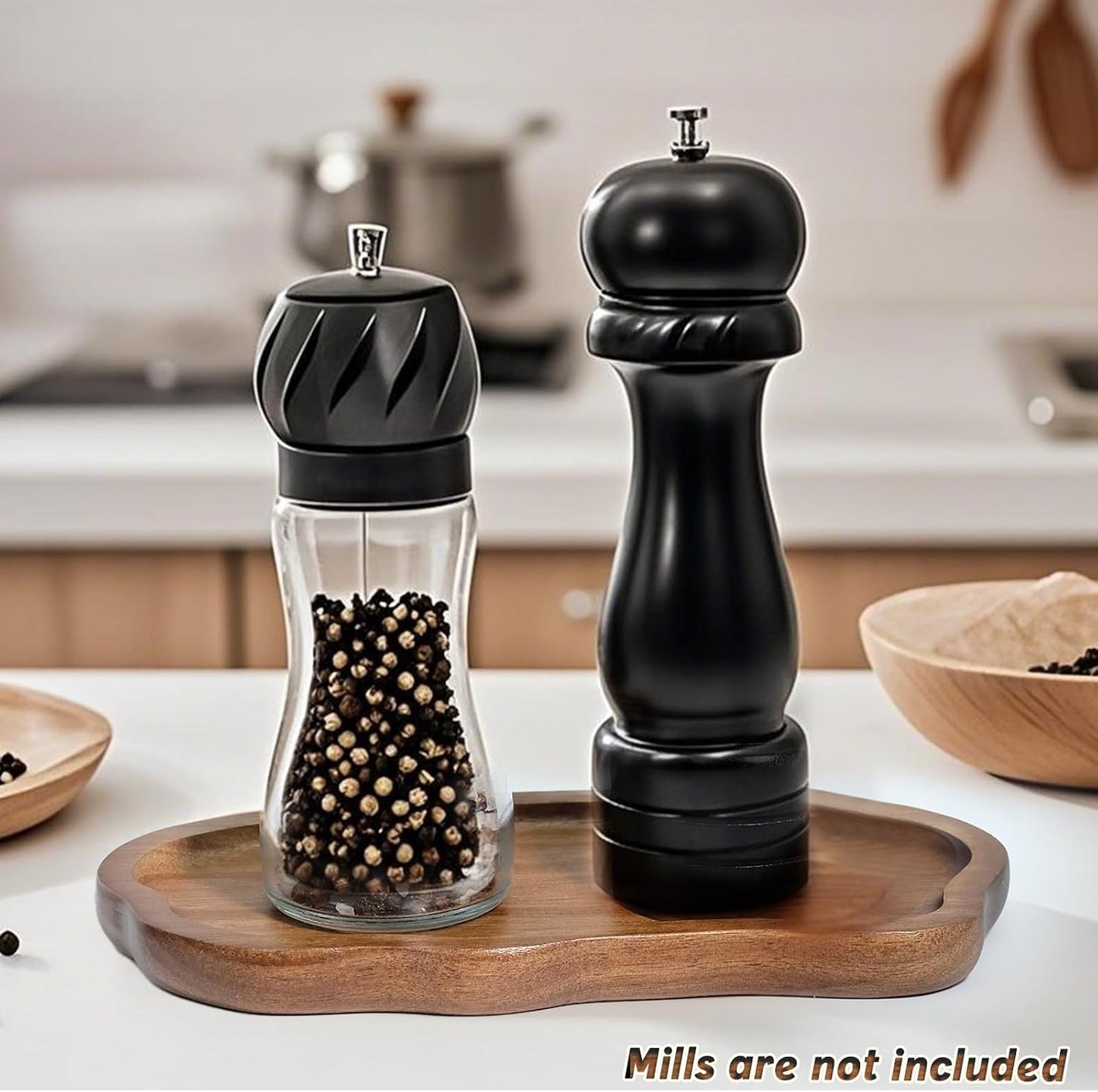 Bandeja madera soporte botella condimento encimera