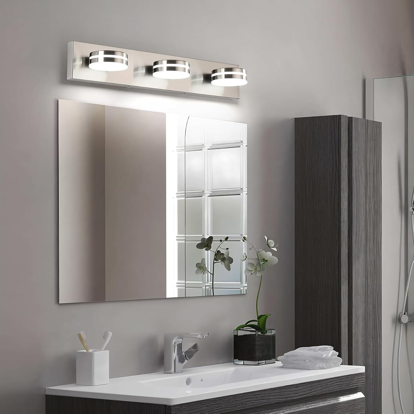 Lámpara baño níquel cepillado 24pulg 3 luces led