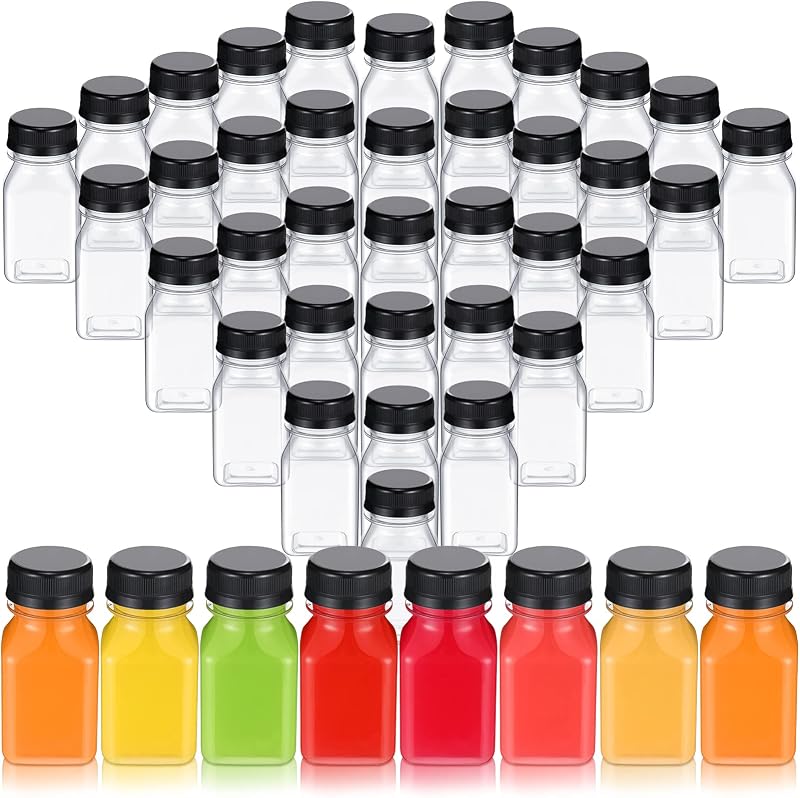 48 Botellas Plástico Reutilizables 4oz para Jugo Té Café