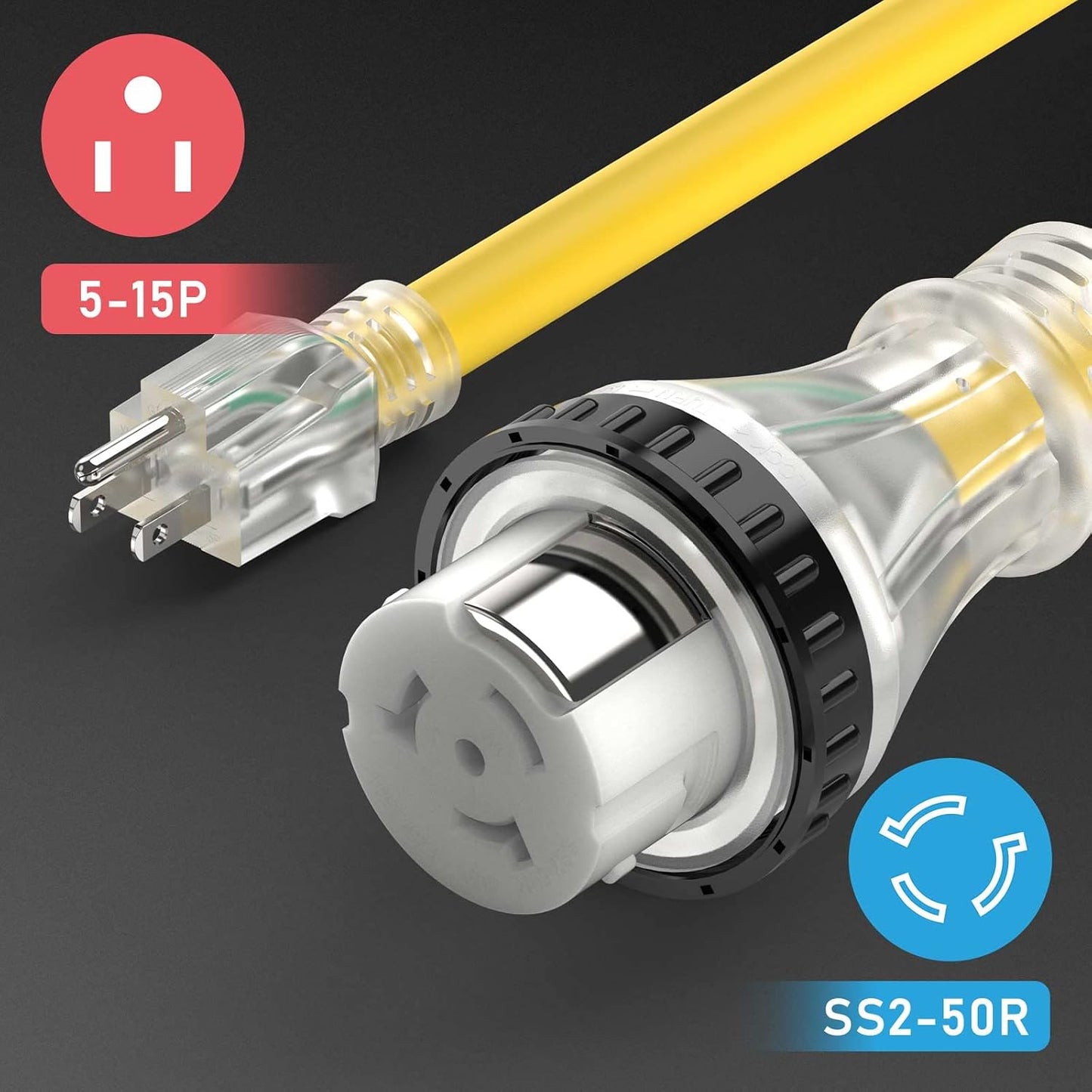 Adaptador corriente RV 50A a 110V NEMA 5-15P a SS2-50R