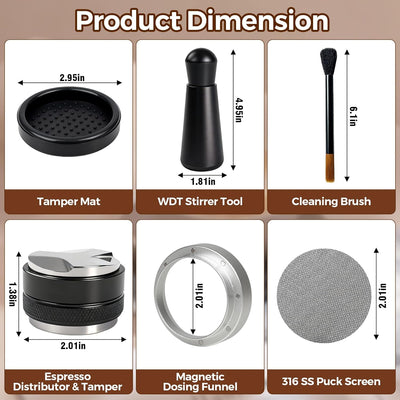 Kit accesorios para espresso 51mm con distribuidor y nivelador de tamper