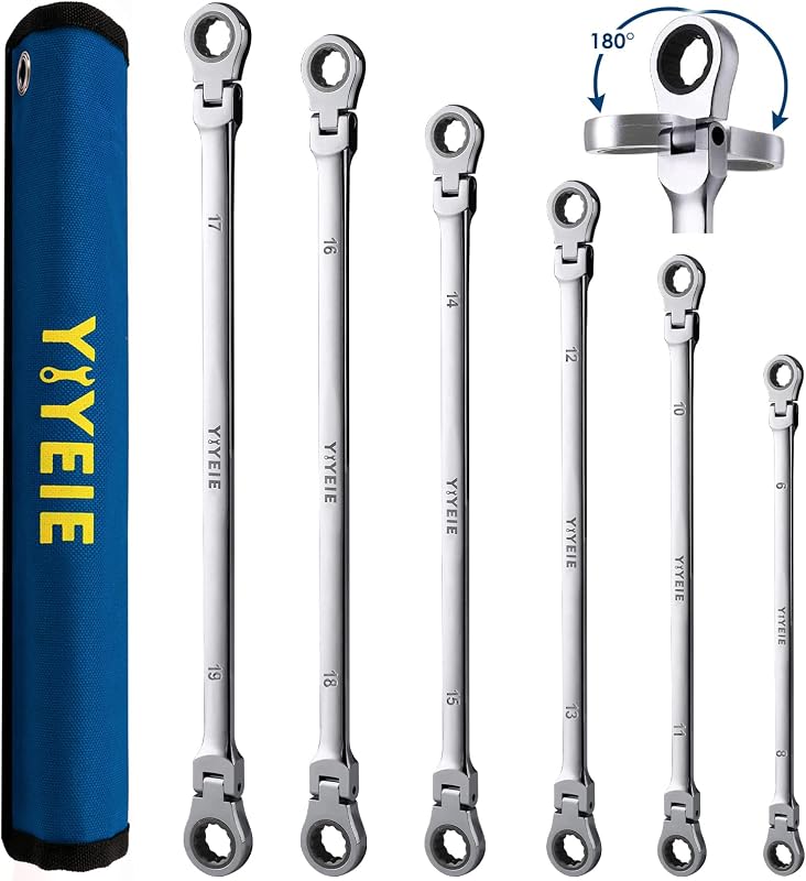 Set 6 llaves trinquete 0.315-0.748" acero cromo