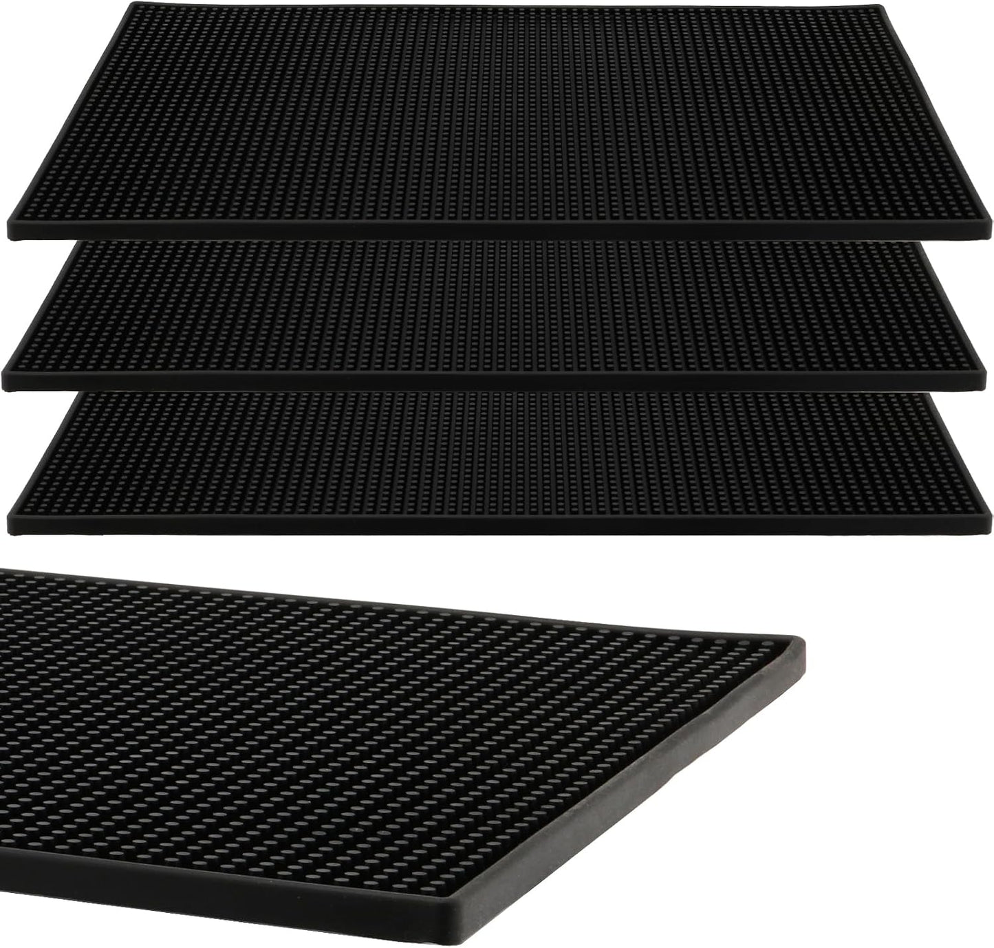 3 Tapetes Goma 12x18pulg Antiderrap Negros Barra Cafetería