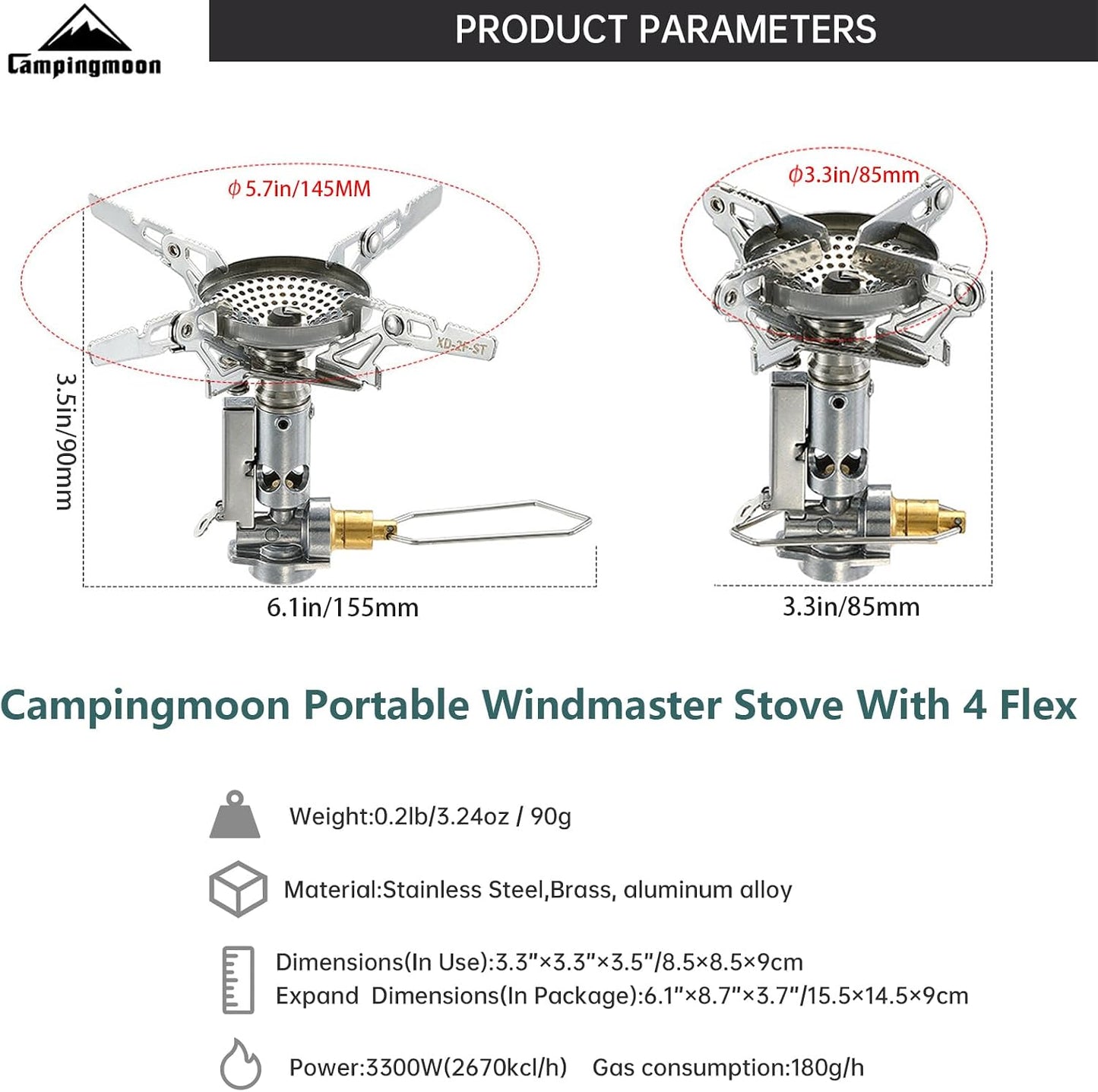 Estufa camping compacta plegable