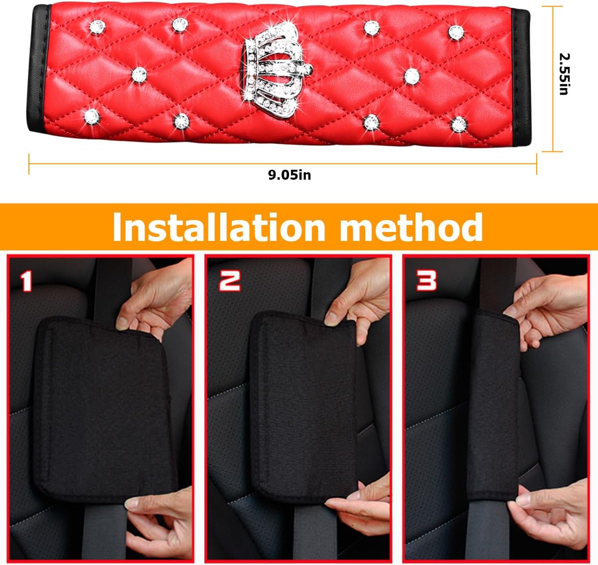 Funda cinturón seguridad 2 almohadillas cojín ajuste universal rojo