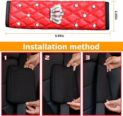 Funda cinturón seguridad 2 almohadillas cojín ajuste universal rojo