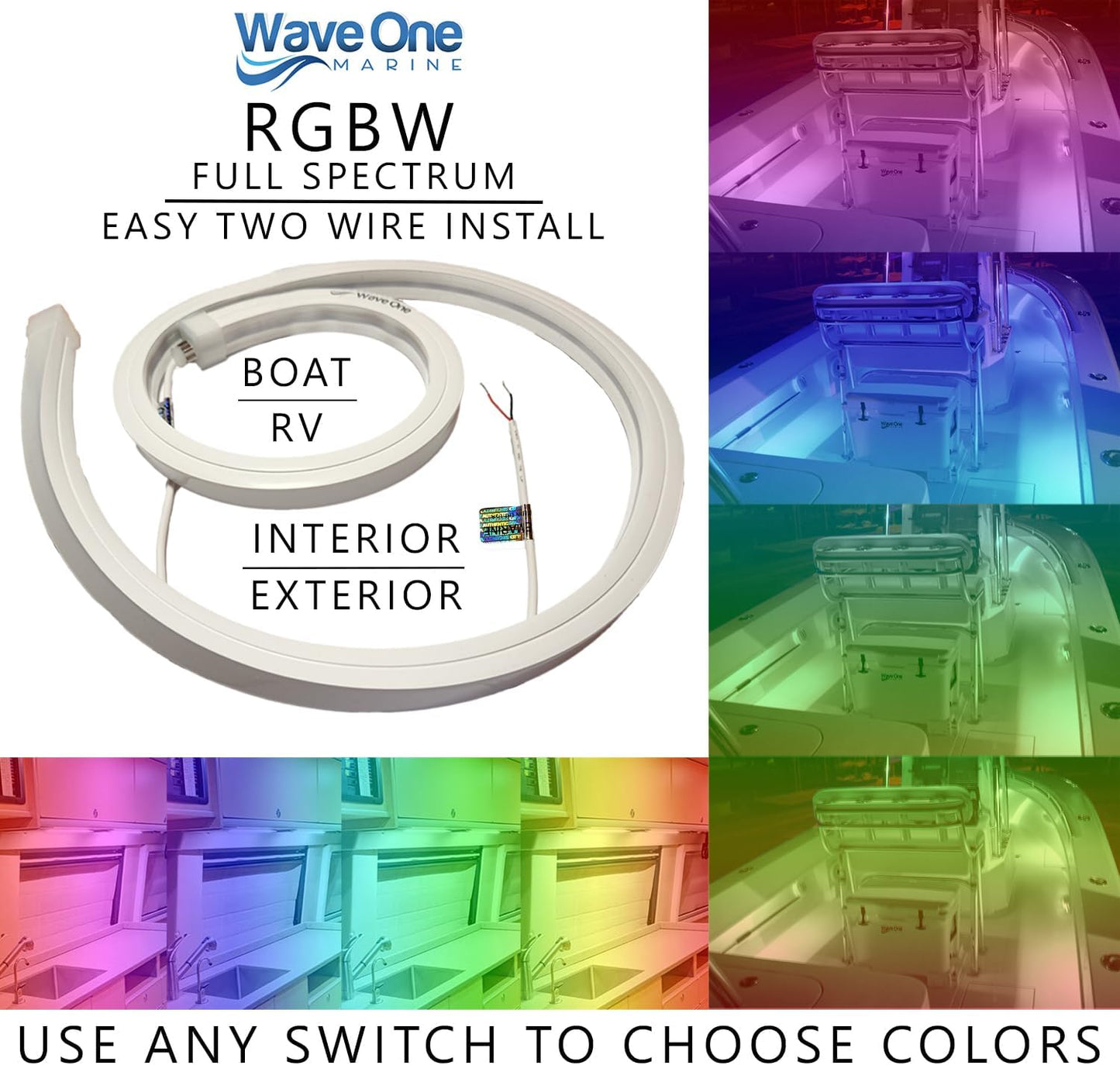 Tira luz RGBW 12V IP67 48pulg interior exterior