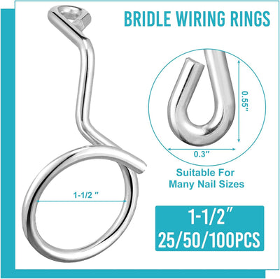 100 Anillos Brida para Cable Cat 6/7 1.5pulg Madera Hormigón
