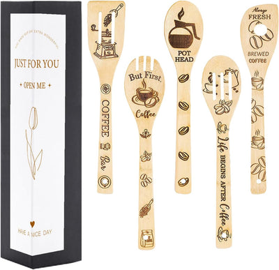 Set 5 cucharas madera grabadas decoración cocina regalo mamá