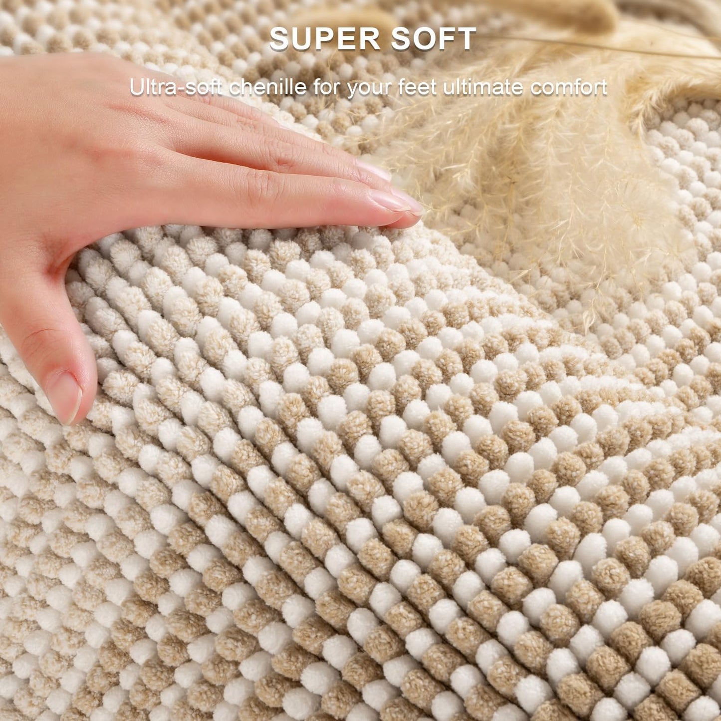 Set 2 tapetes baño felpilla gruesa antiderrap beige