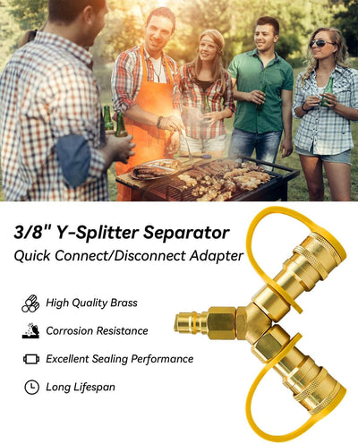 Separador en Y 3/8pulg gas natural propano adaptador Weber