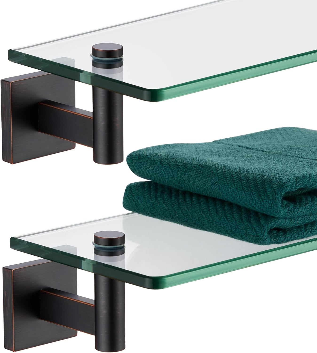 Estante flotante vidrio 12pulg bronce frotado pack 2