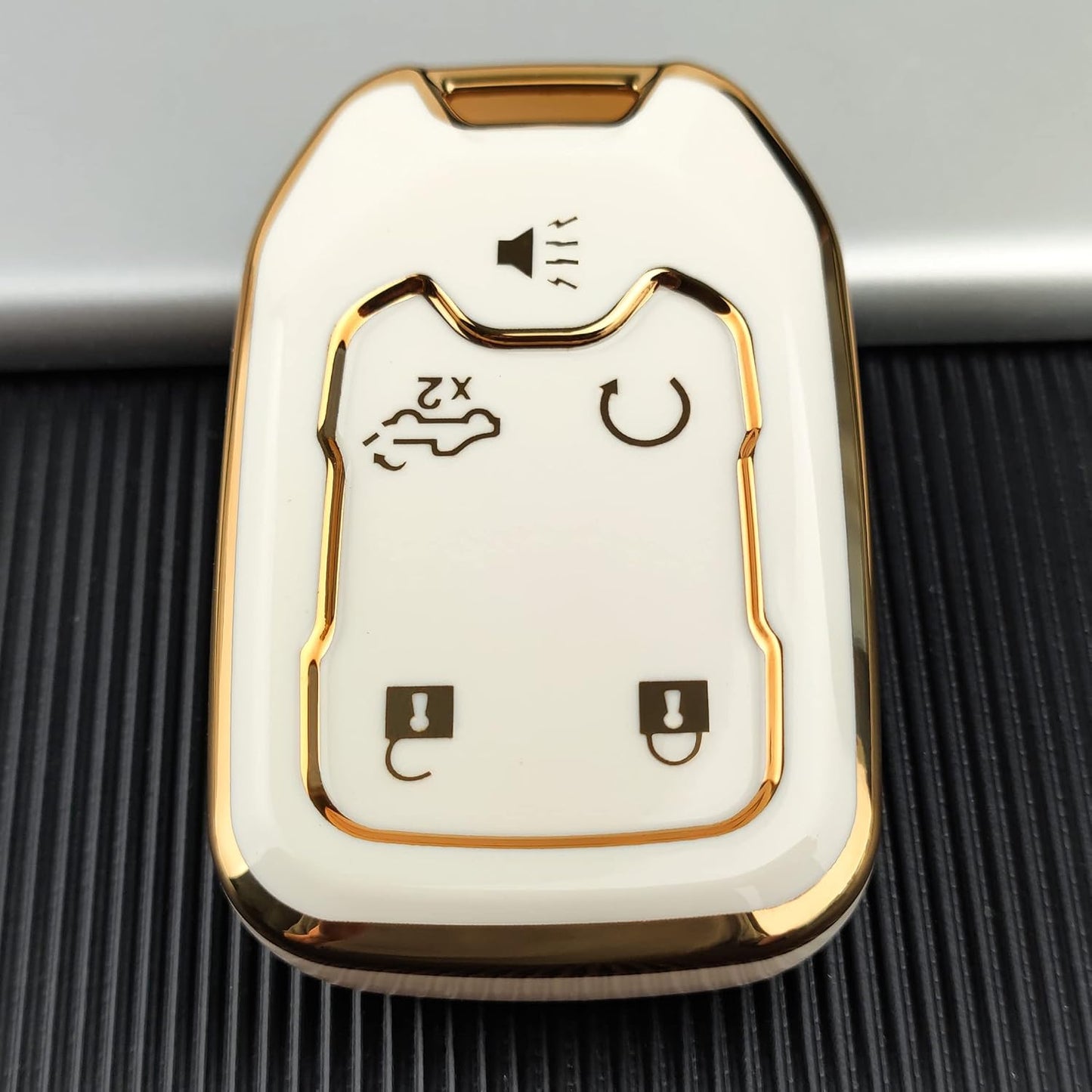 Funda TPU llavero compat. GMC Acadia 17-25 Terrain 18-25 Sierra 19-25 Chevy Silverado 19-22 blanco