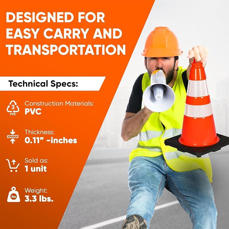 Conos PVC 18pulg pack 10 naranja alta visibilidad