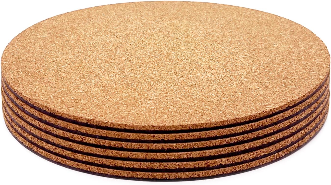 Posavasos corcho doble capa 8" absorbente 6 Pzas