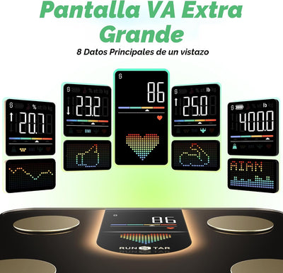 Báscula inteligente VA 8 en 1 con pantalla digital de baño