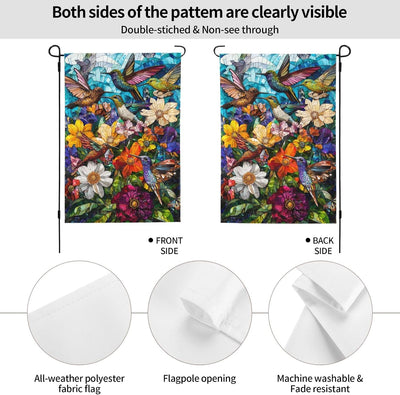 Bandera jardín colibrí 12.5x18pulg doble cara