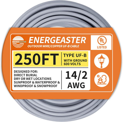 Cable UF-B 14/2 cobre puro 250ft resistente luz solar humedad
