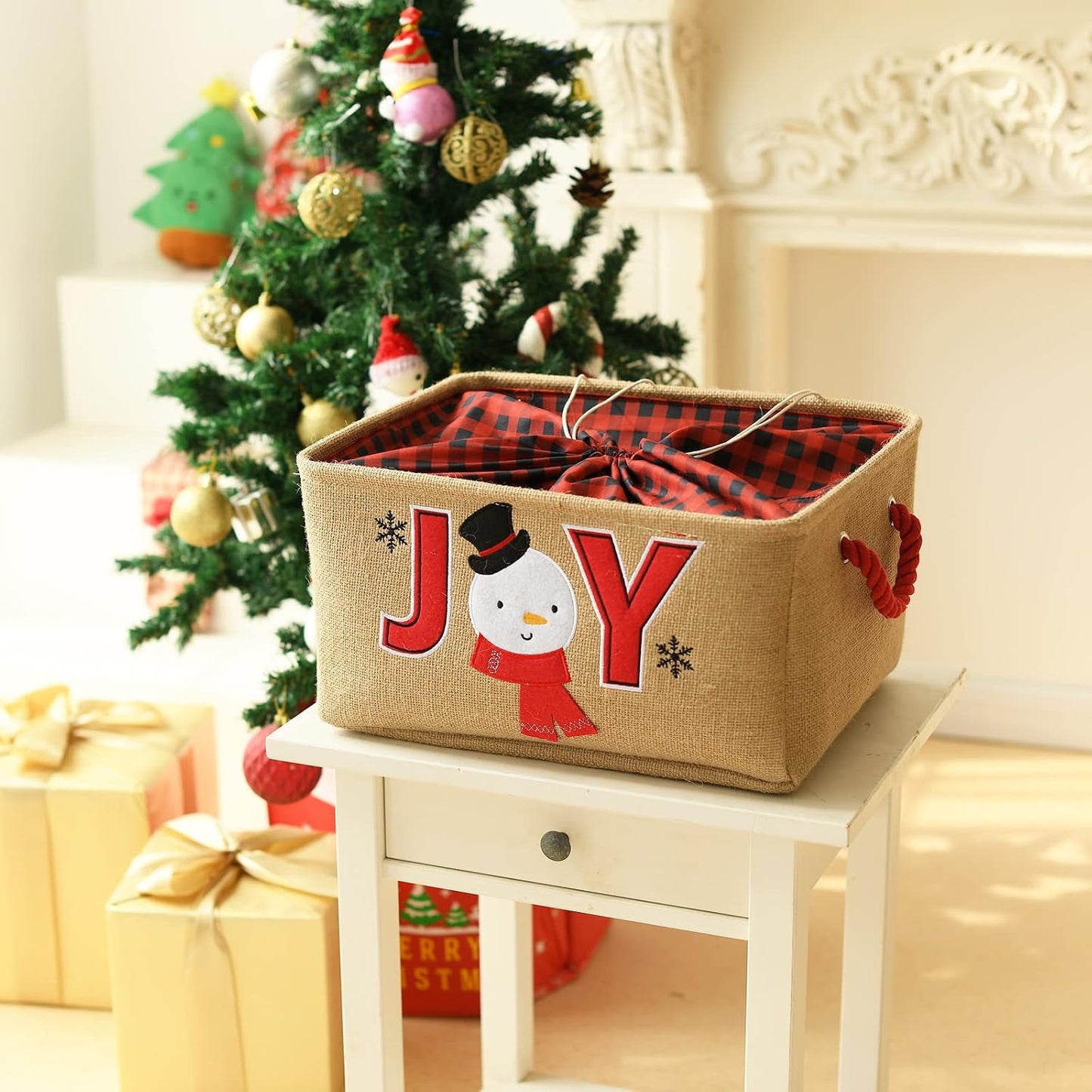 Cesta regalo vacía grande navidad con asas plegable
