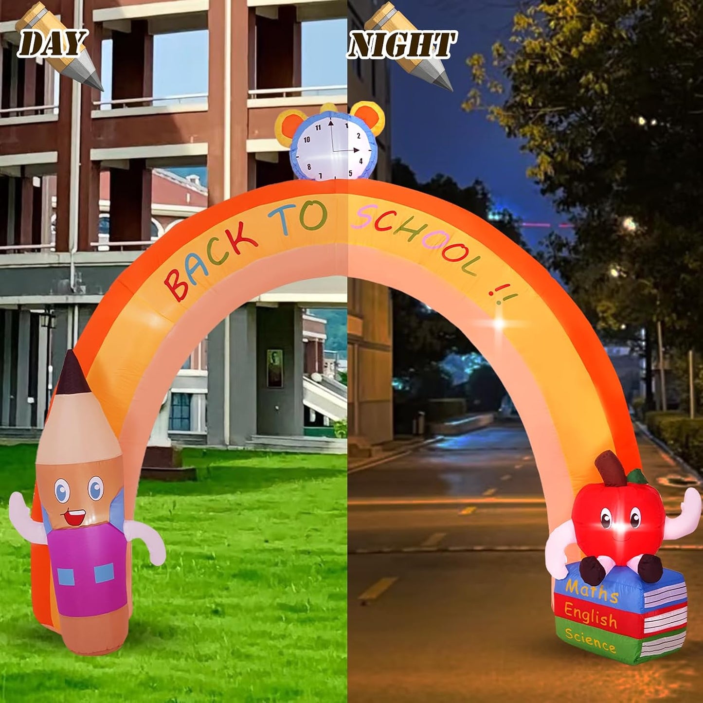 Decoración inflable regreso a clases 10ft con luces LED