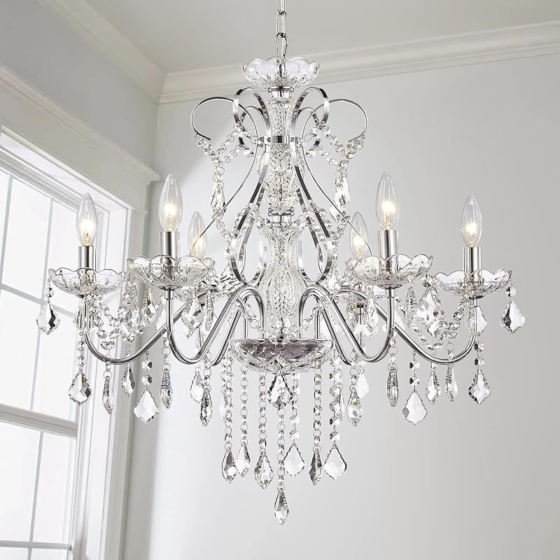 Lámpara colgante moderna de cristal 6 luces 23"