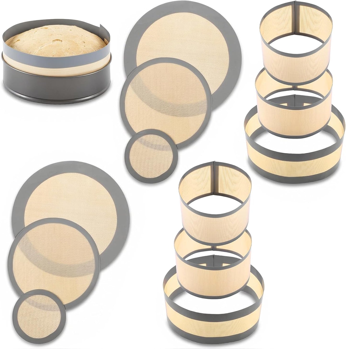 Set 6 Alfombrillas Silicón Hornear 4-9pulg Desmontables