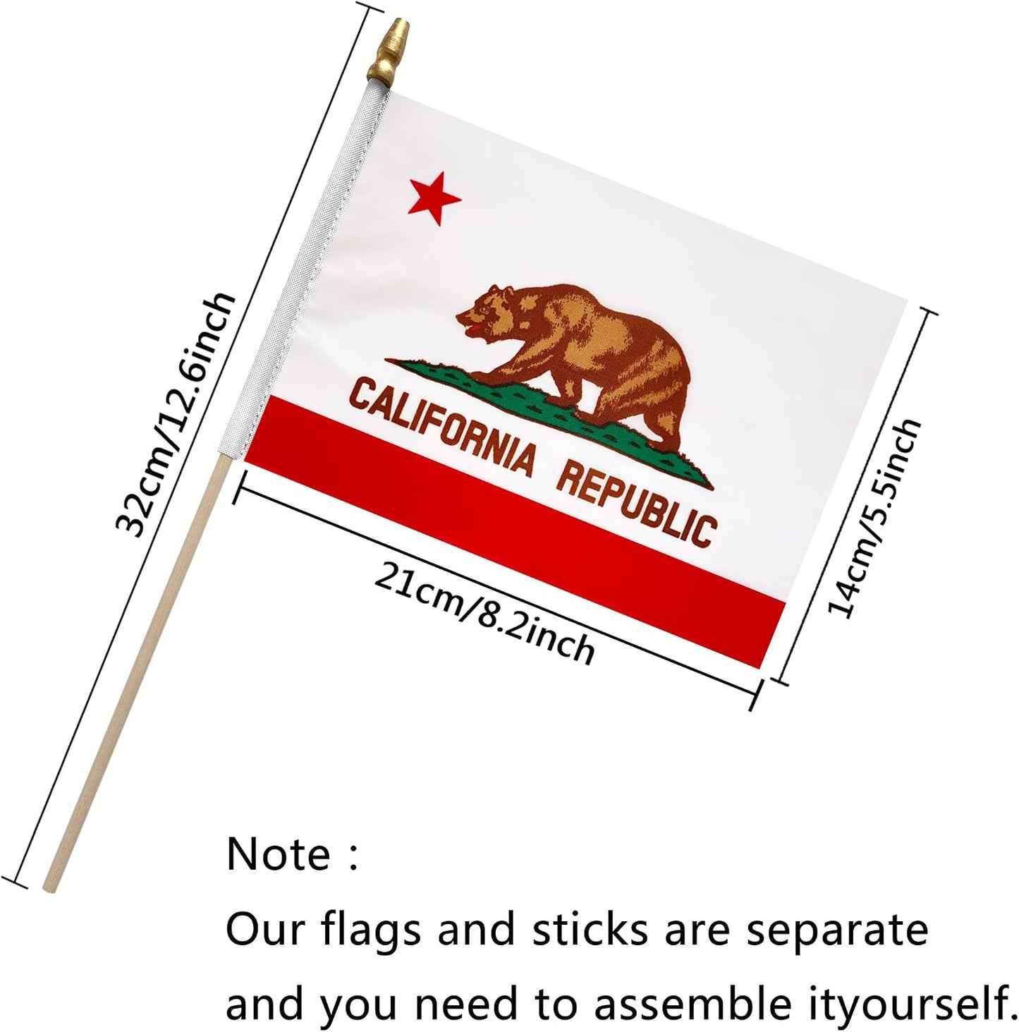 Banderas California 5x8pulg pack 12