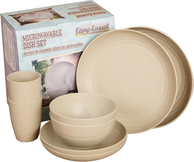 Set 8 Pzas Vajilla Paja Trigo para Acampar Libre BPA