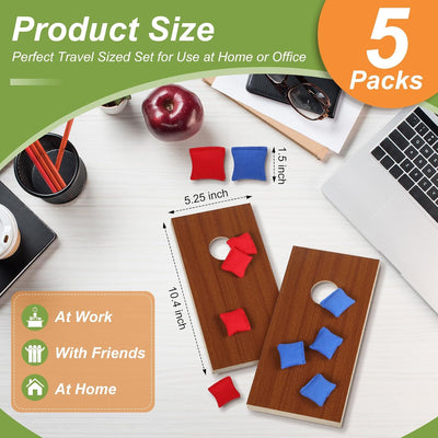 Set 5 mini Cornhole madera 10 tableros 40 pufs oficina viaje