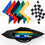 Set 7 banderas carreras con poste y bolsa 24x30"