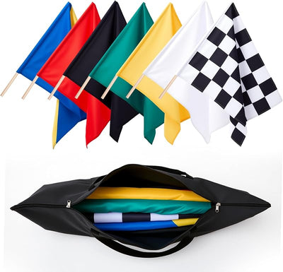 Set 7 banderas carreras con poste y bolsa 24x30"