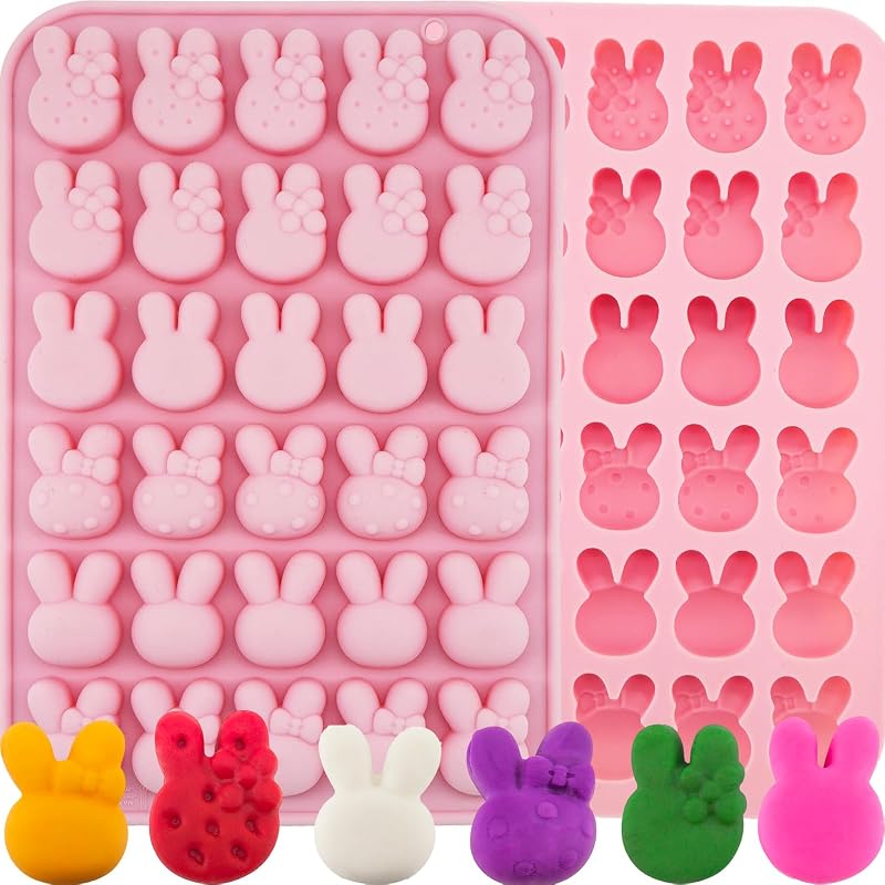 2 Moldes Silicona Pascua 60 Cavidades Mini Conejo Hornear Gomitas