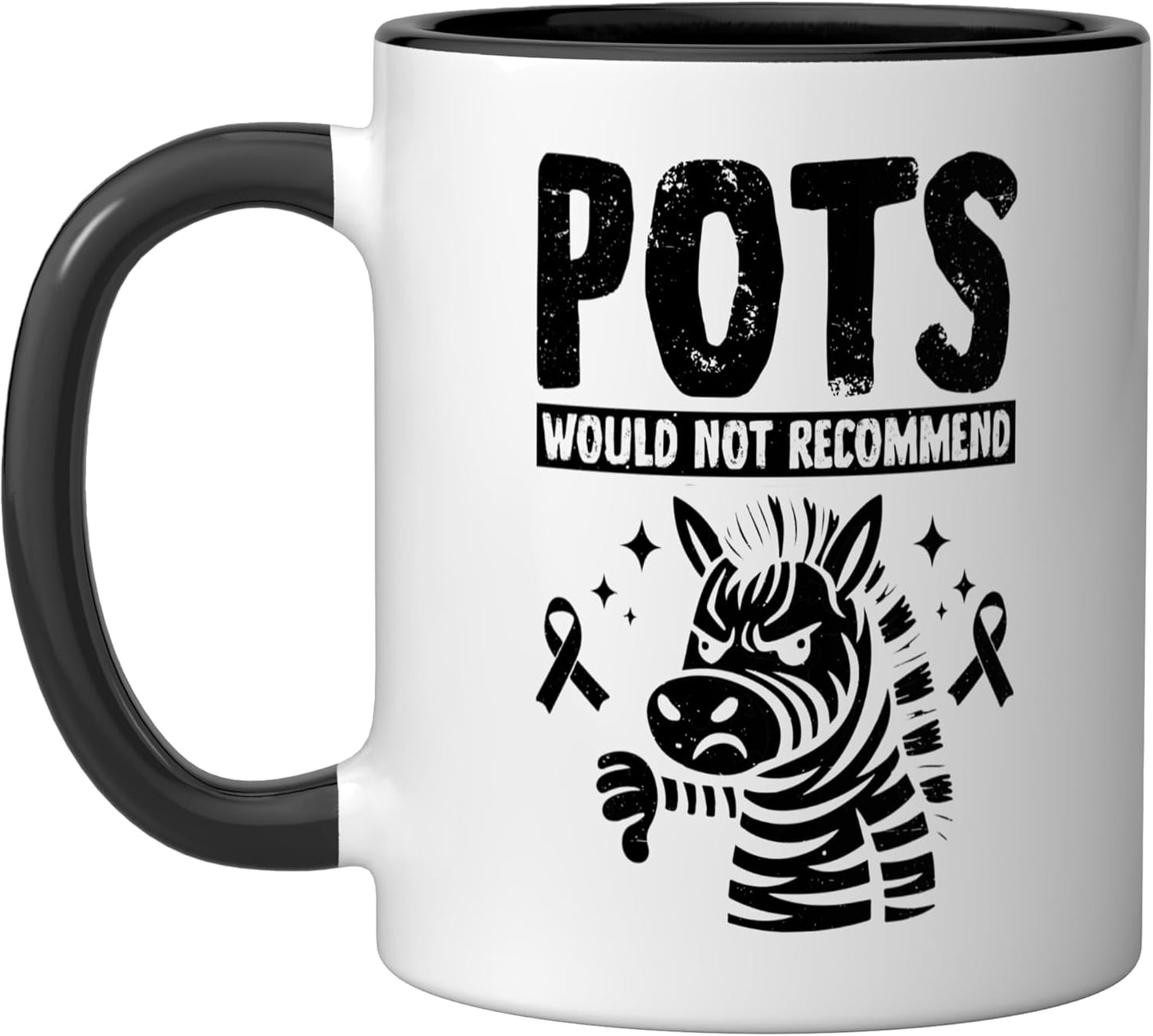 Taza Cerámica para Síndrome POTS Negro/Blanco