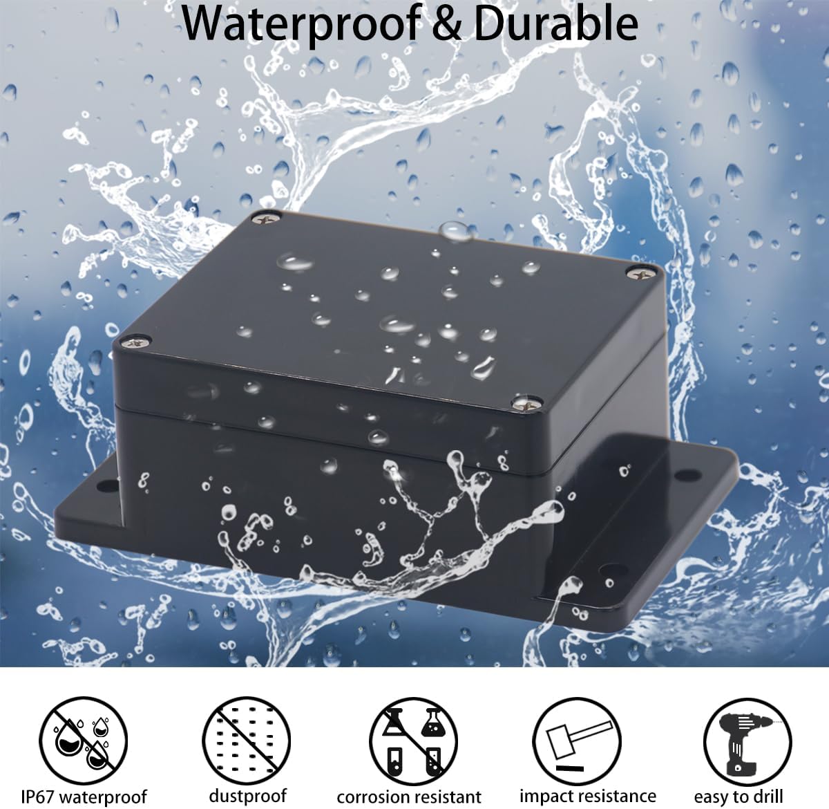 Caja eléctrica ABS negro IP65 impermeable 2 pzas