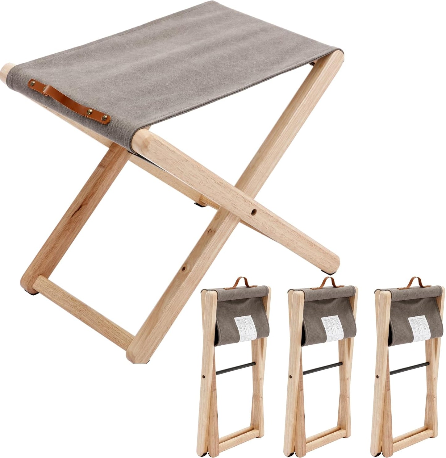 4 Pzas Taburete Plegable Lona Campamento Gris
