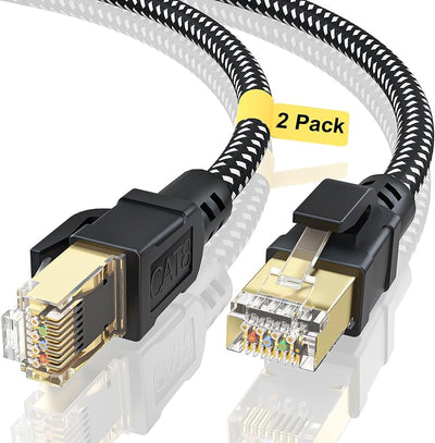 2 Cables Ethernet Cat 8 Trenzado 6ft