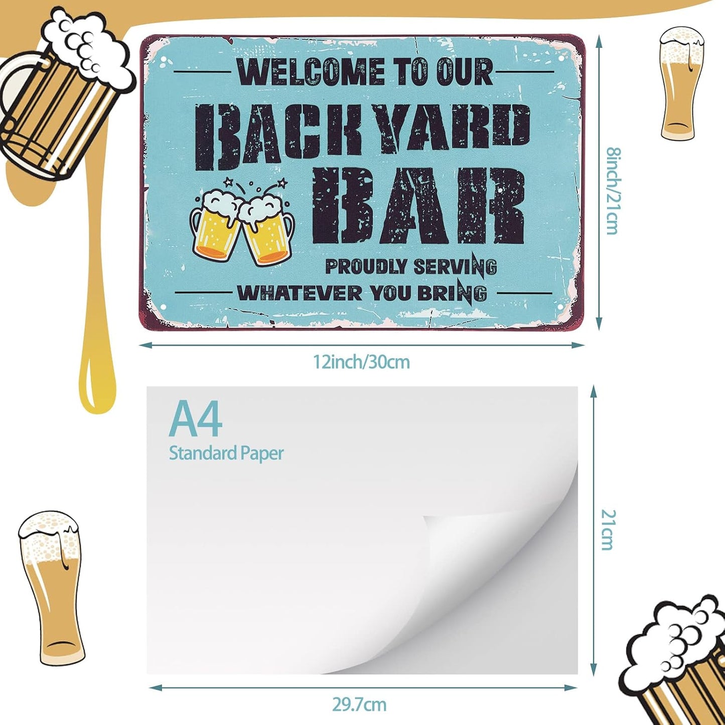 Letrero metal vintage 12x8" bienvenida bar terraza