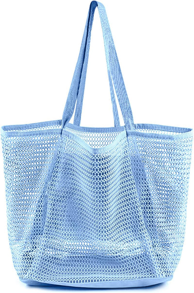 Bolsa playa mujer malla verano con bolsillo hombro tejido
