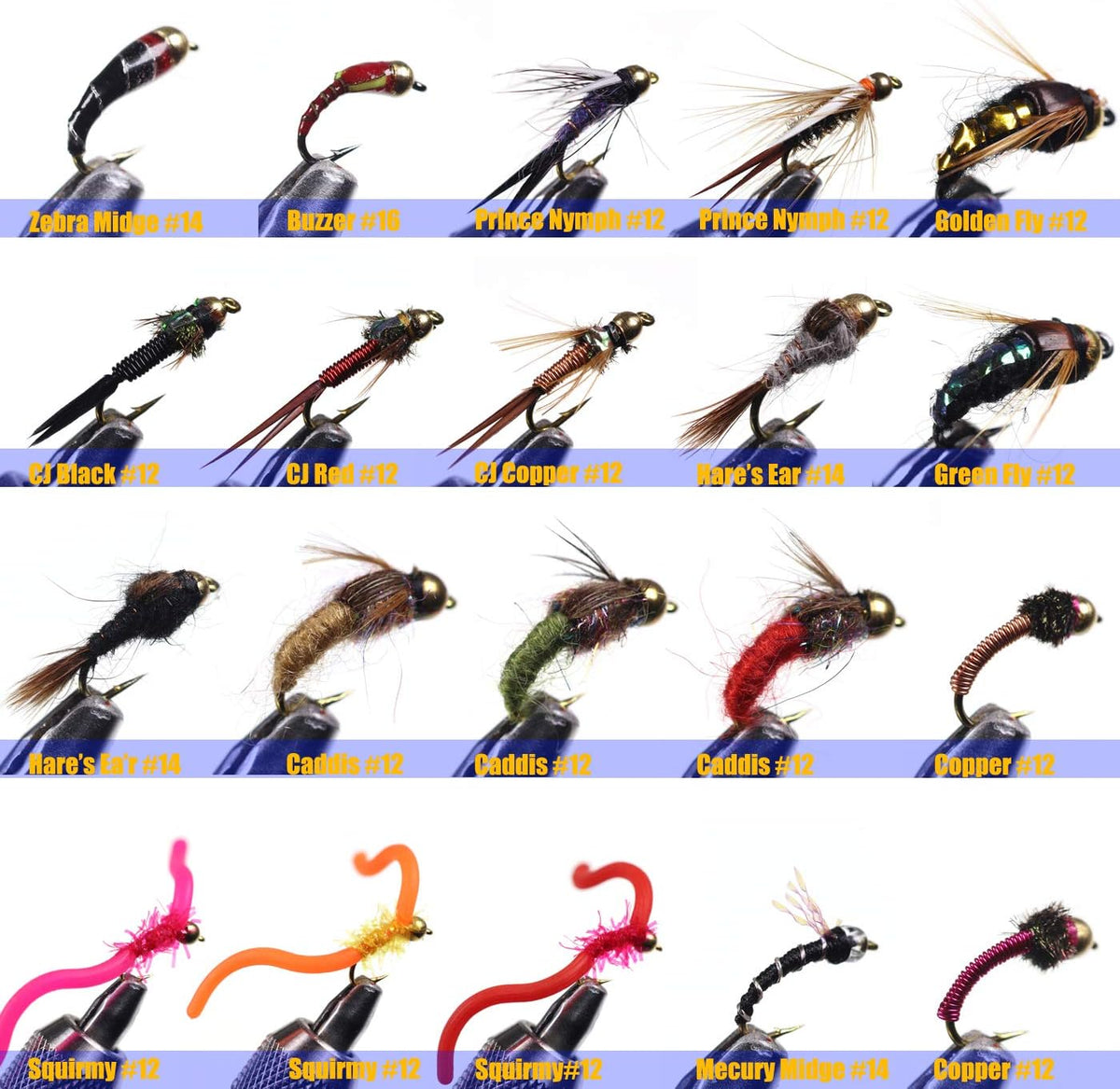 54 Ninfas BH Wet Fly para trucha con caja impermeable