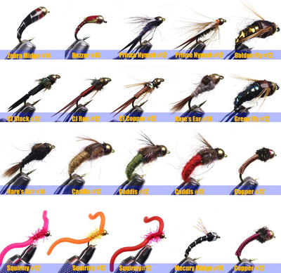 54 Ninfas BH Wet Fly para trucha con caja impermeable