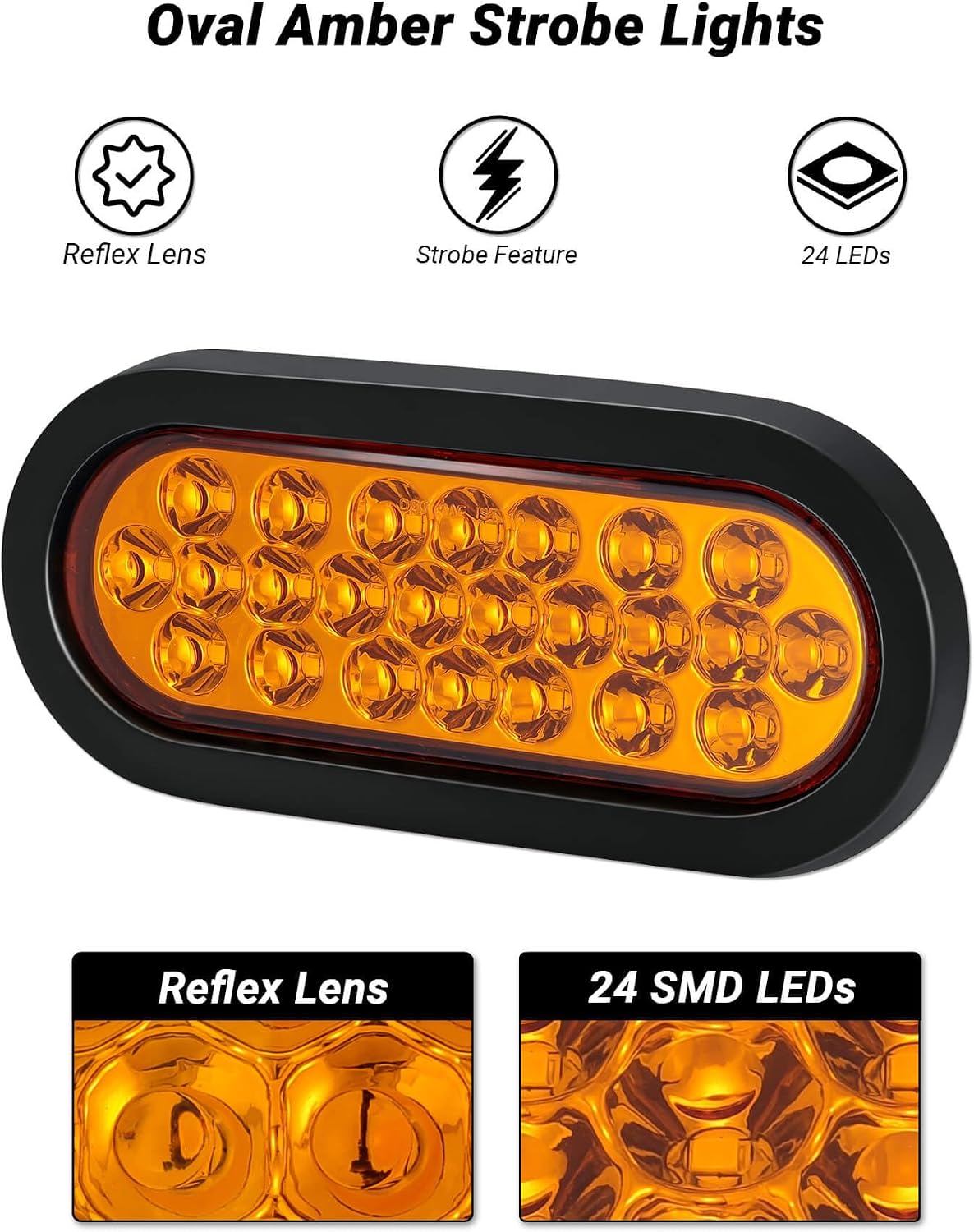 Luces estroboscópicas ámbar 24 LED IP67 para remolque