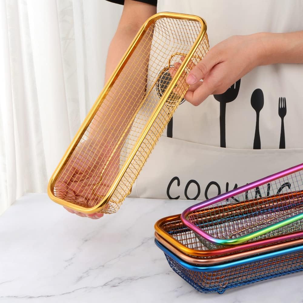 Organiz. cubiertos cocina 2 cestas malla acero inox