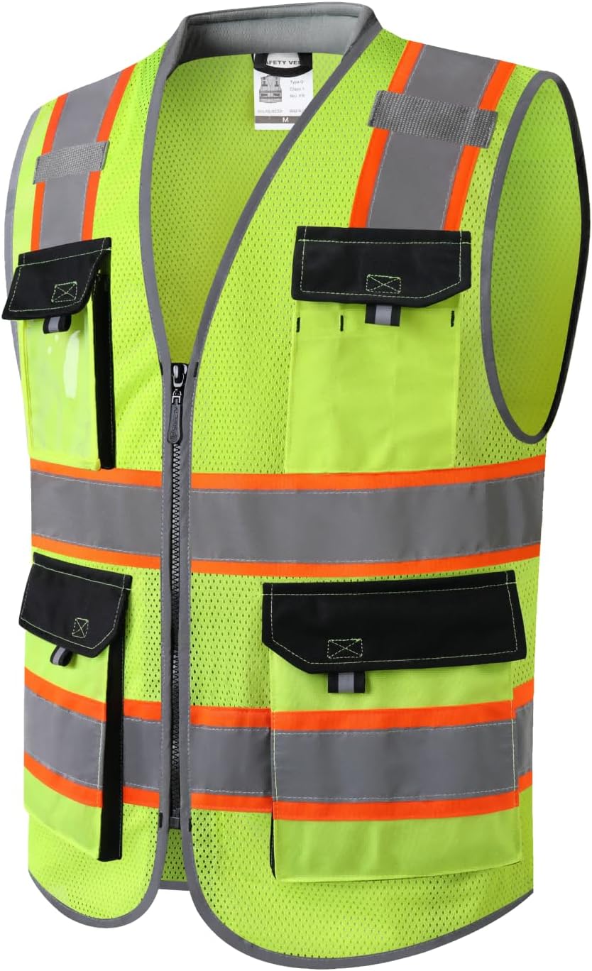 Chaleco seguridad visibilidad alta bolsillos cuello acolchado ANSI