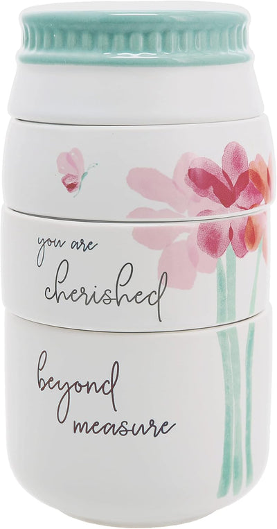 Taza medidora cerámica apilable 6pulg diseño granja