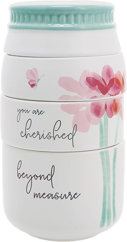 Taza medidora cerámica apilable 6pulg diseño granja