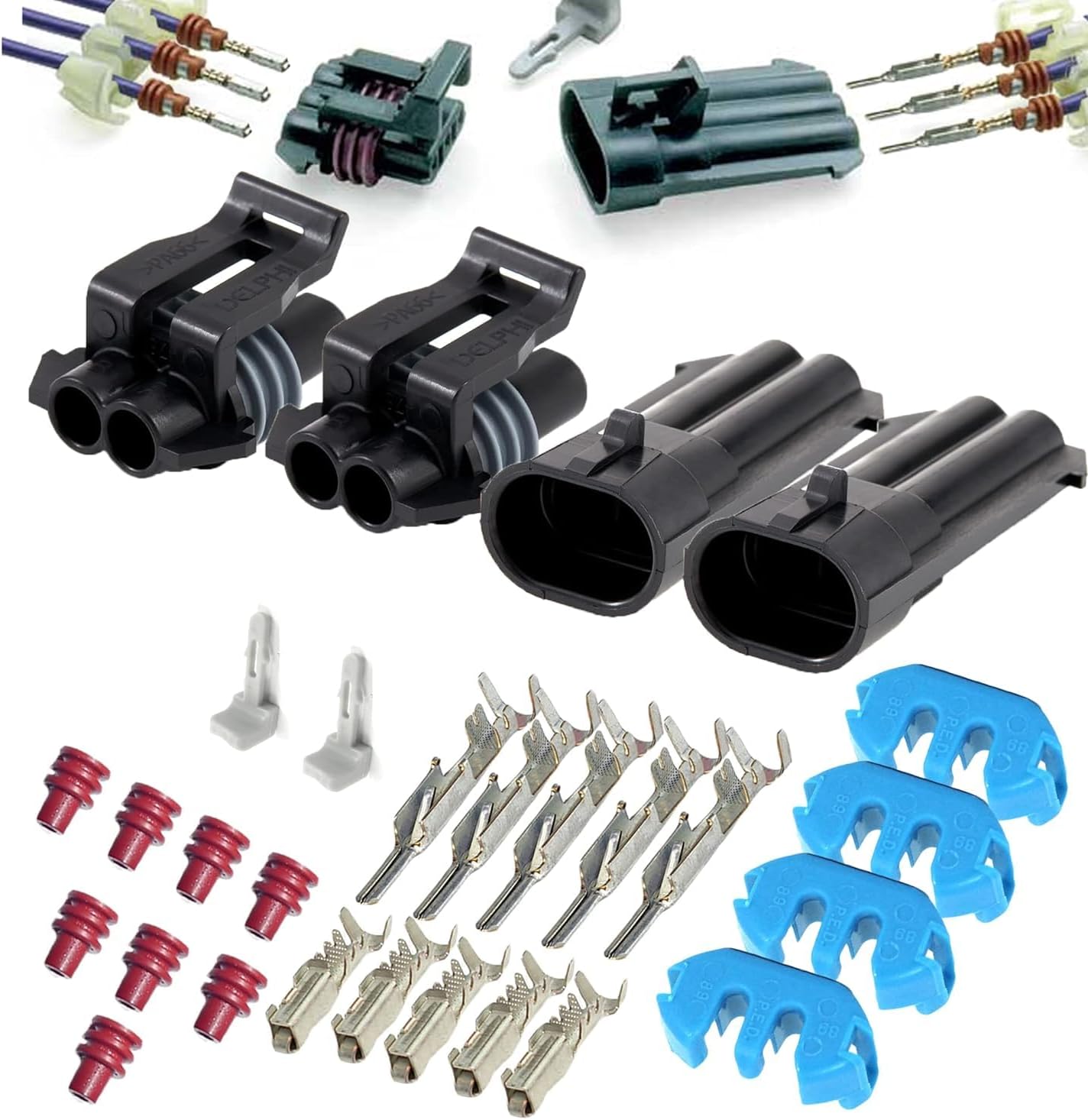 Pack 2 conectores 2 vías 16V 14A 16-18 AWG Metri-Pack